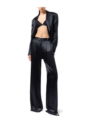 Pantaloni Nathalie in raso nero lucido THE ANDAMANE | TM180408ATNV127999